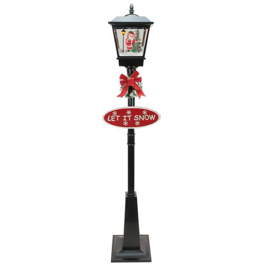 6ft. Black LED Musical Snowing Santa Christmas Street Lamp